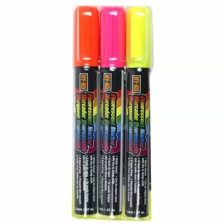 Hy-Ko Products Fluorescent Markers for LED Message Board Orange Pink Yellow Broad Tip Glass Marker 3 Pk
