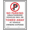 No Parking Sign, Red/Black Plastic, 19 x 15-In.