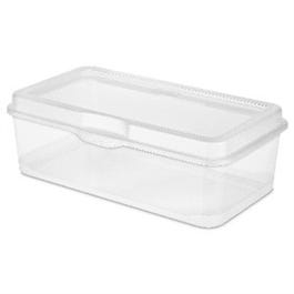 Flip Top Storage Box, Clear, Large, 4.5 x 13-In.