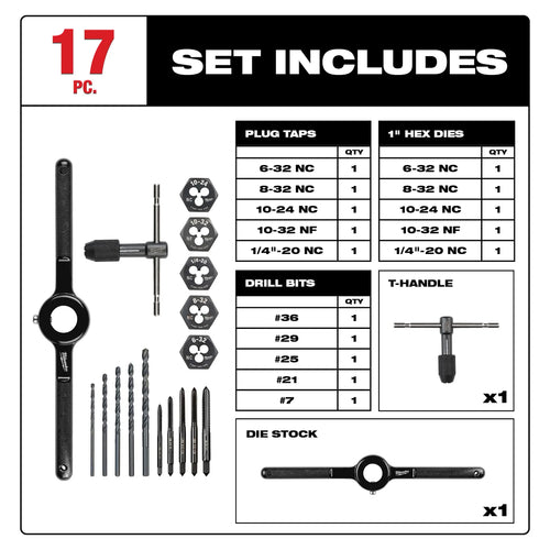 Milwaukee 17-Piece SAE Tap and Die Set