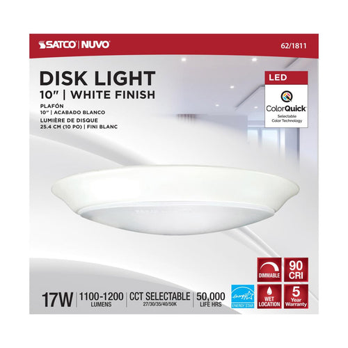 Satco|Nuvo 10 LED Disk Light White Finish