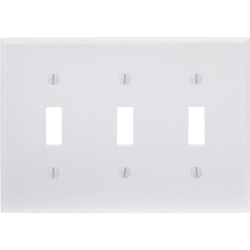 Leviton 3-Gang Plastic Toggle Switch Wall Plate, White