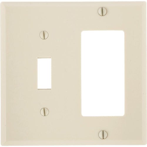 Leviton Decora 2-Gang Thermoset Single Toggle/Rocker Wall Plate, Ivory