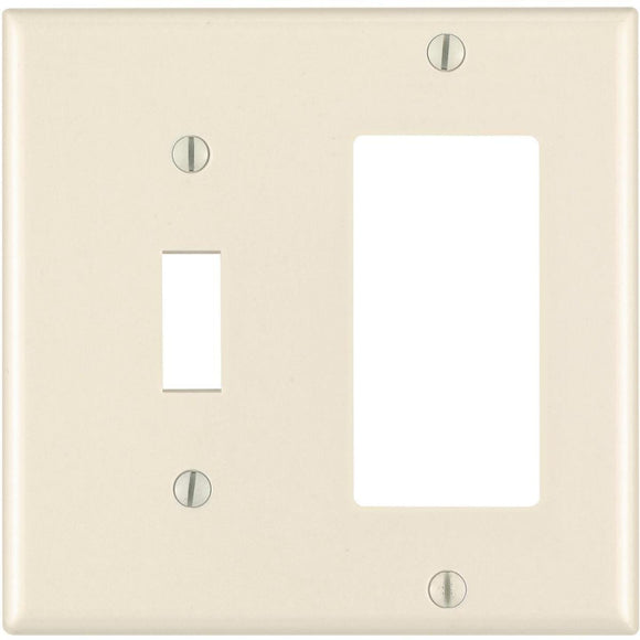 Leviton Decora 2-Gang Thermoset Single Toggle/Rocker Wall Plate, Light Almond