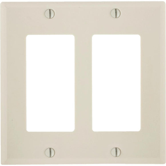 Leviton Decora 2-Gang Smooth Plastic Rocker Decorator Wall Plate, Light Almond