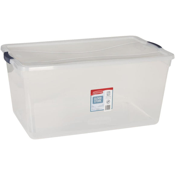 Rubbermaid 95 Qt. Clear Clever Store Latching Lid Storage Tote