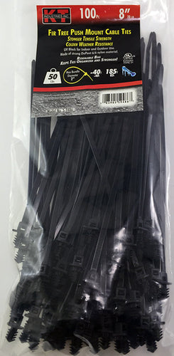 K-T Industries 8 Fir Tree Push Mount, Uv Black, 100/Pk