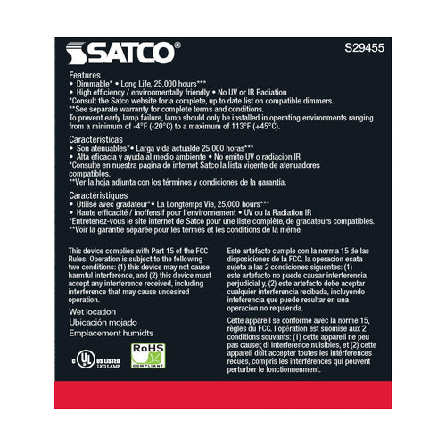 Satco S29455 Single 17.5 Watt Dimmable PAR38 Medium (E26) Led Bulb