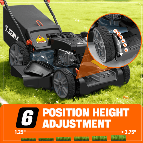Senix 21 140cc Gas Self Propelled Lawn Mower, 3-in-1