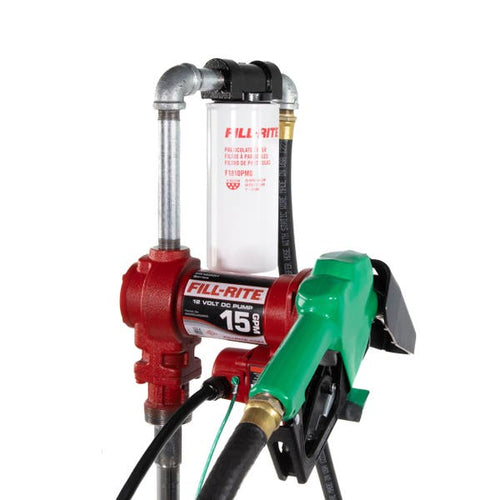 Fill Rite 12V DC 15 GPM Fuel Transfer Pump with Nozzle and Particulate Filter Kit