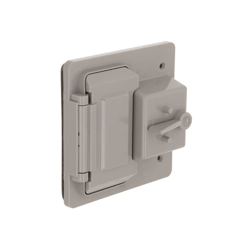 Hubbell 2-Gang Weatherproof Cover, Plastic, Toggle/GFCI, Gray