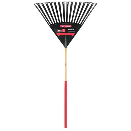 Truper Tru Tough 30 Poly Head Clog-Resistant Leaf Rake with 48 Wood Handle
