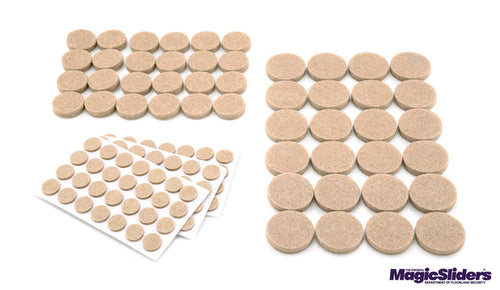Magic Sliders 132 pc Heavy Duty FELT Value Pack - Assorted Heavy Duty Self-Stick Pads, Oatmeal