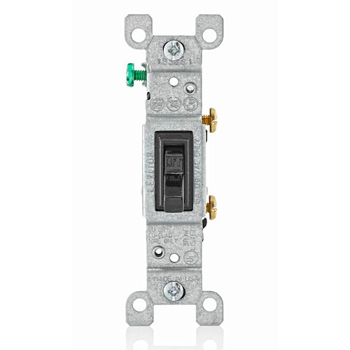Leviton 15 Amp Single-Pole Toggle Switch, Grounding, Black