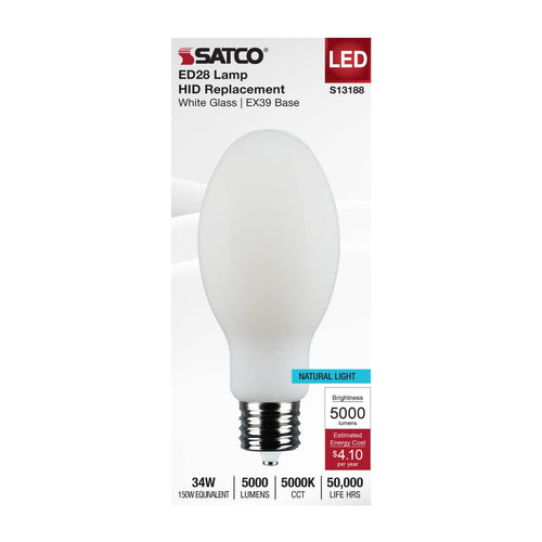 Satco S13188 34W/LED/HID/ED28/850/EX39/WH