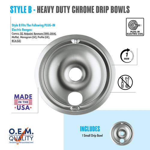 Range Kleen Style B Heavy Duty Chrome Drip Bowls