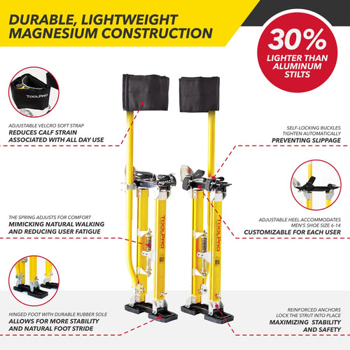 ToolPro Adjustable Stilts Magnesium - 24 in. to 40 in. With Soft Straps