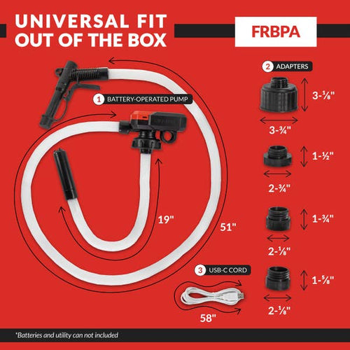 Fill-Rite FRBPA Battery-Powered Liquid Transfer Pump w/Auto-Stop - 3.8 GPM, AA Batteries (Not Included)