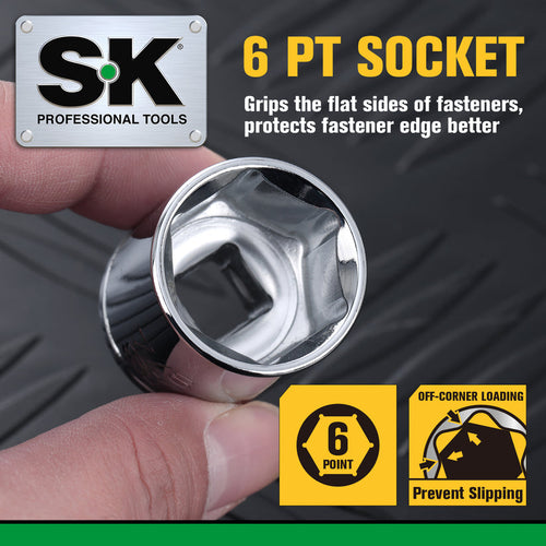 SK Tools 3/8 Drive, 12 Piece, 6 Point, Standard, SAE Chrome Socket Set