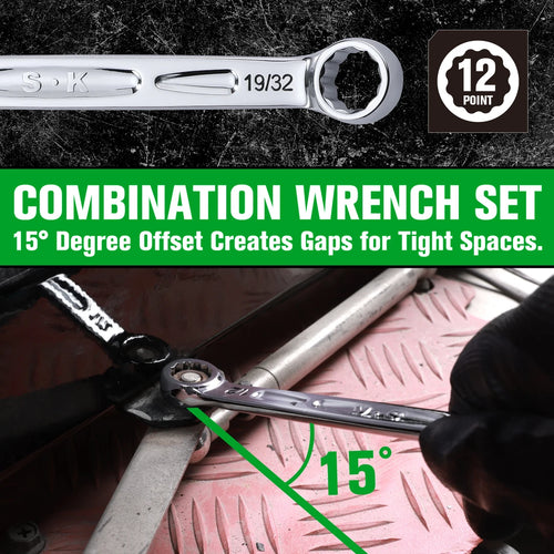 SK Tools 8 Piece SAE Combination Wrench Set