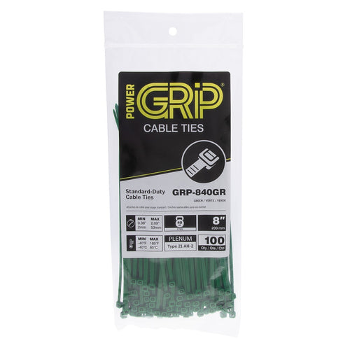 NSI Industries PowerGRP GRP-840GR Cable Tie 8 IN 40lb Green 100PK