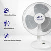 Proaira 16 Oscillating Table Fan with Adjustable Tilt, 3 Speed Control, White
