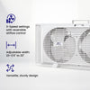 Proaira 9 Reversible Twin Window Fan, 2 Speed Control Extendable 22-1/4 to 33