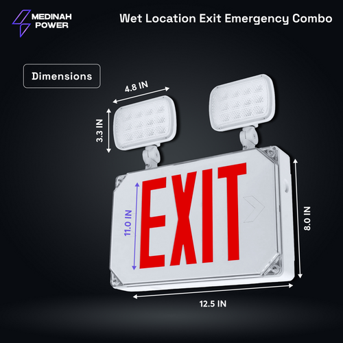 Medinah Power Wet location Exit Sign Combo