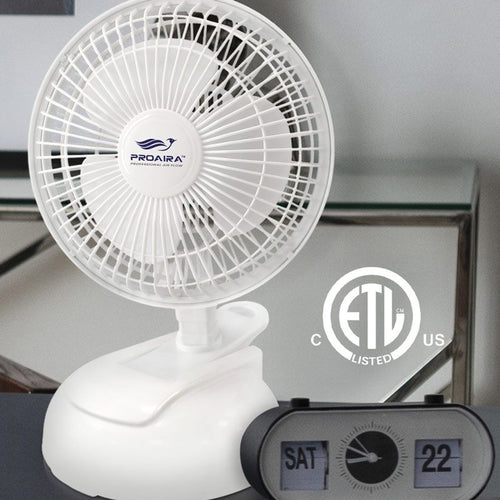 Proaira 6 Clip Desk Fan 2 in 1 with Integrated Base White