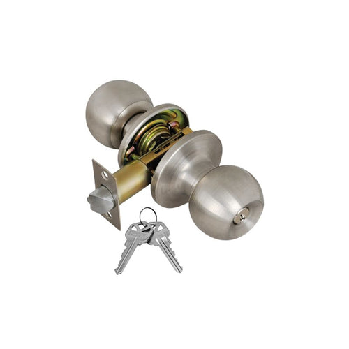 Premier Lock Keyed Entry Door Knob With 2 KW1 Keys Adjustable Latch-Carded