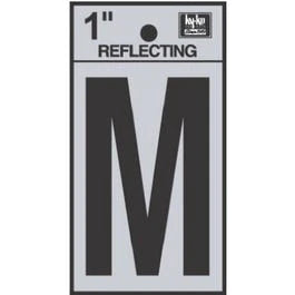 Address Letters, M, Reflective Black/Silver Vinyl, Adhesive, 1-In.