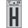 Address Letters, H, Reflective Black/Silver Vinyl, Adhesive, 1-In.