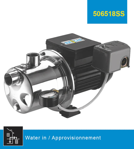 Burcam 506518SS Shallow Well Jet Pump 3/4 HP 900 US GPH 115/230 Volts