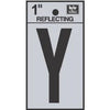 Address Letters, Y, Reflective Black/Silver Vinyl, Adhesive, 1-In.