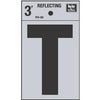 Address Letter, T, Black Reflective Vinyl, Adhesive, 3-In.