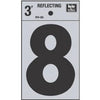 Address Number 8, Reflective Black Vinyl, 3-In.