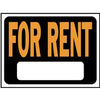 For Rent Sign, Plastic, 9 x 12-In.