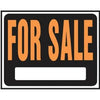 For Sale Sign, Hy-Glo Orange/ Black Plastic, 15 x 19-In.