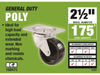 Shepherd Hardware 2-1/2-Inch Polypropylene Wheel Swivel Plate Caster, 175-lb Load Capacity