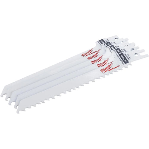 Milwaukee Sawzall 6 In. 4/6 TPI Scroll Cutting Metal Reciprocating Saw Blade (5-Pack)