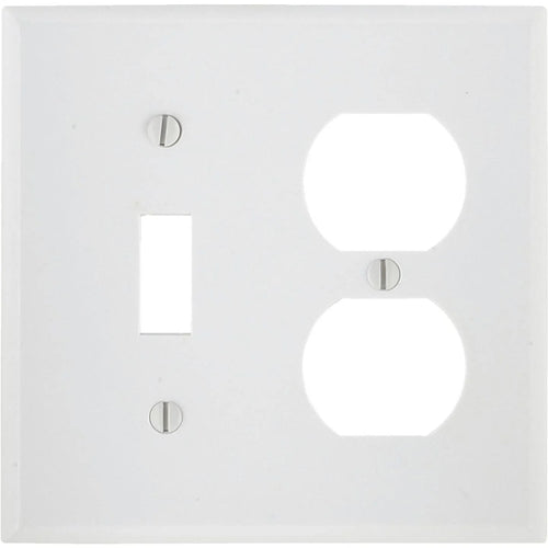 Leviton 2-Gang Plastic Single Toggle/Duplex Outlet Wall Plate, White