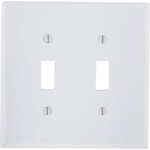 Leviton 2-Gang Plastic Toggle Switch Wall Plate, White