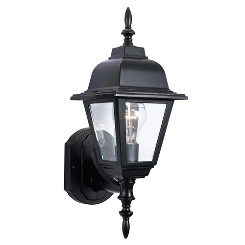 Design House Maple Street Outdoor Die-Cast Wall Lantern Sconce in Black 17-Inch by 6-Inch